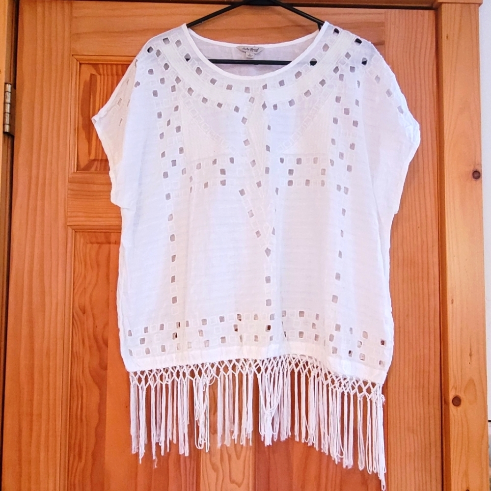 Lucky Brand‎ Women's Cutout Fringe Top